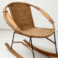 Silla princess tejido en calceta de plátano brazos en madera